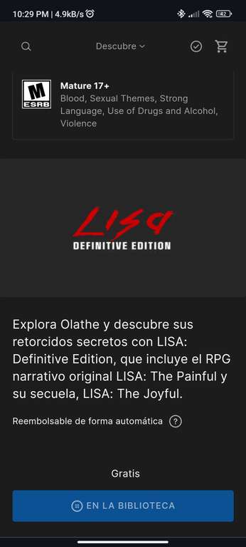 Epic Games: Videojuego Lisa definitive Edition