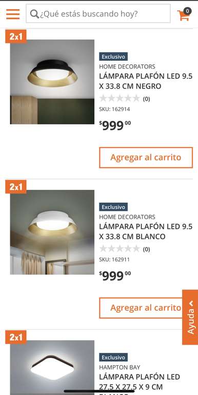 Home Depot: Lámparas de techo al 2x1