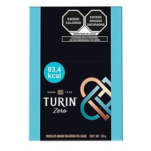 Amazon: Turin chocolate Zero sin azúcar 84 kcal c/u, 18 barras - 324g | envío gratis con Prime