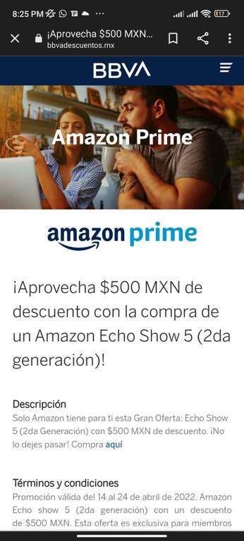 BBVA: $500 MXN de descuento con la compra de un Amazon Echo Show 5 (2da generación)