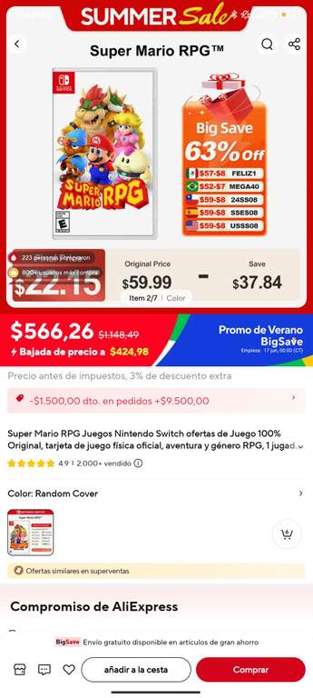 AliExpress: Súper Mario RPG Nintendo Switch