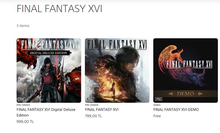Final Fantasy XVI Español Latino Playstation Turquia $582 MXN y $728 MXN edición DELUXE