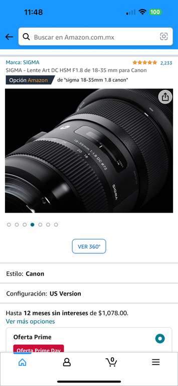 Amazon: Lente Sigma 18-35 1.8 Canon