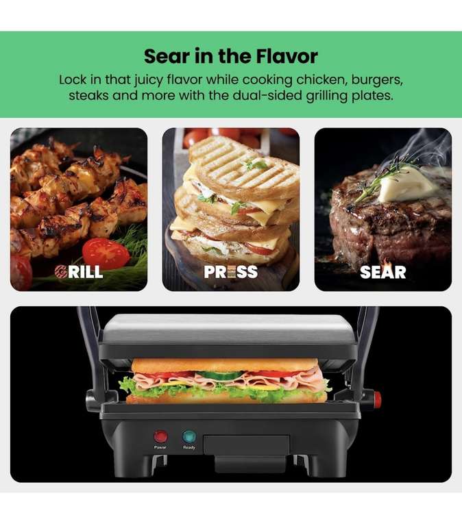 Amazon: Chefman RJ02-180 Parrilla, Prensa Panini Grill y Gourmet Sandwich Maker | Envío gratis con Prime
