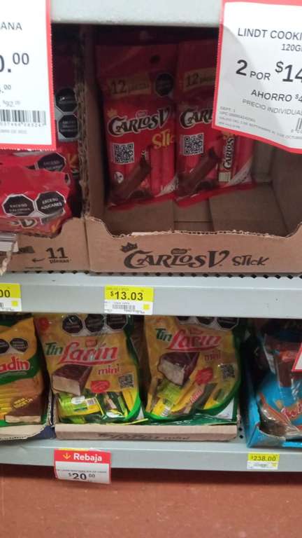 Walmart: 12 pzas chocolate Carlos V Stick en $13.03