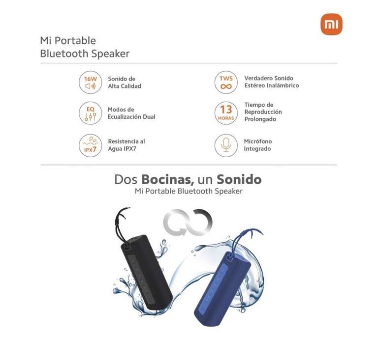Sam's Club: Set de Bocinas Xiaomi Mi Portable Bluetooth Speaker 16W Negro y Azul