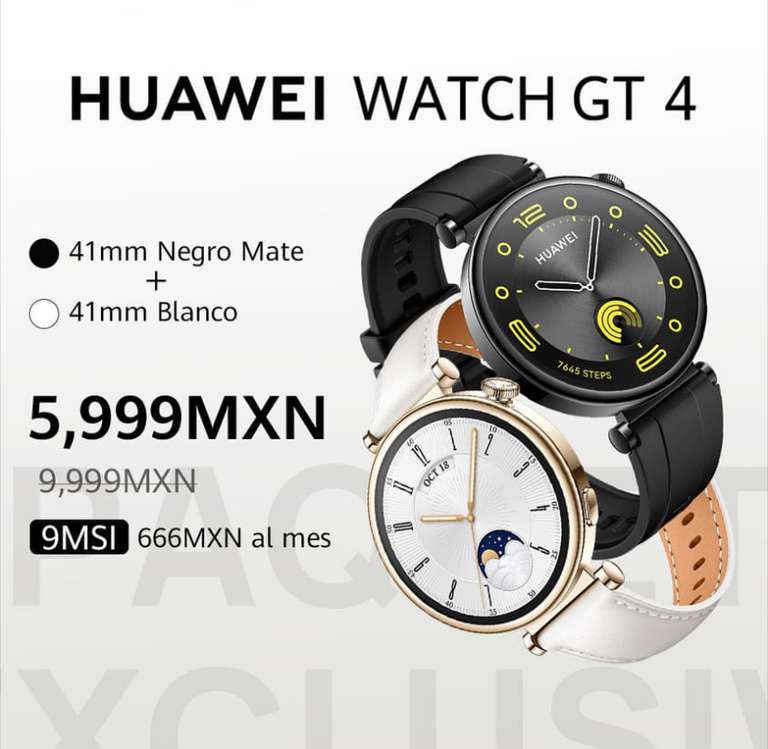 Huawei: Watch GT 4 41mm y 46 mm (dos relojes) 