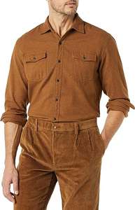 Amazon - Camisa de franela de manga larga con dos bolsillos para hombre