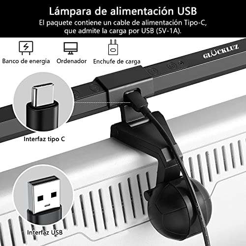 Amazon: Barra LED para Monitor de Computadora, Glückluz USB, Atenuación y Ajuste de tono