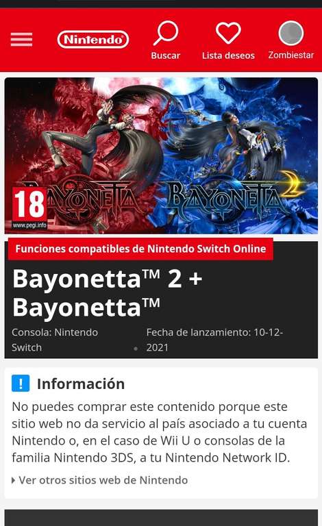Nintendo: Bayonetta 1 y 2 en la Eshop española en tan solo $780 780