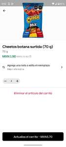 Uber Eats: Bug precio de papas y galletas en Soriana | ejemplo: Cheetos botana surtida 70 gr