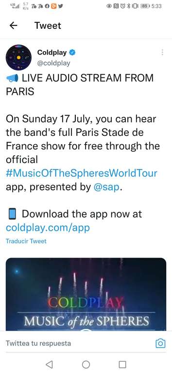 Concierto de Coldplay en vivo desde París GRATIS! 17 de Julio