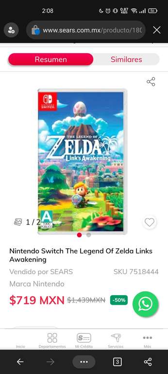 Sears: The Legend of Zelda Link's Awakening