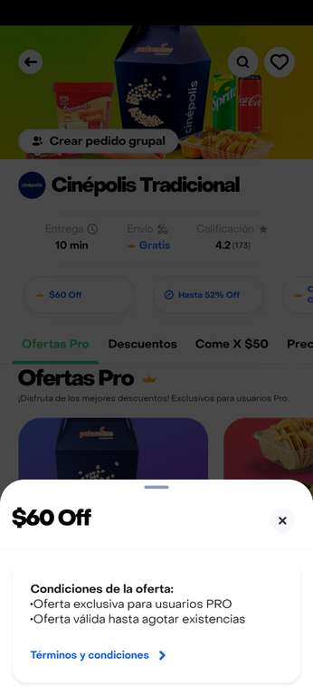 RAPPI PRO: Palomitas grandes a 10 pesos más servicio y envío en 27 - Puebla