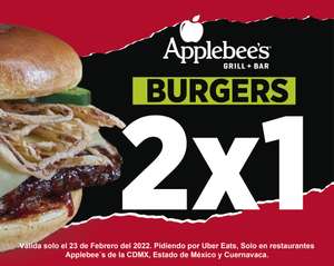 2×1 en hamburguesas en Applebees este miércoles 23 de febrero