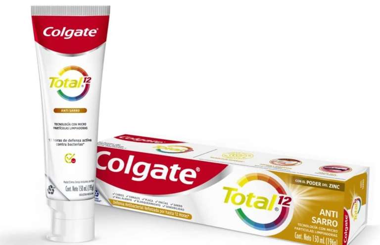 Amazon: Colgate Pasta Dental, Total 12, Anti Sarro , Multibeneficios, 12 Horas de Defensa Antibacterial 150 ml | envío gratis con Prime