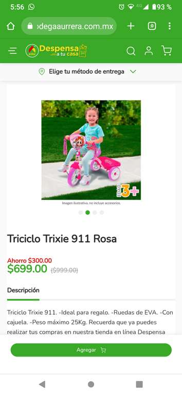 Bodega Aurrerá y Walmart: Triciclo Trixie 911 Rosa