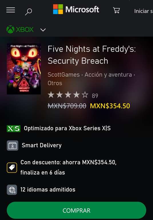 Xbox Store - Fnaf Security Breach