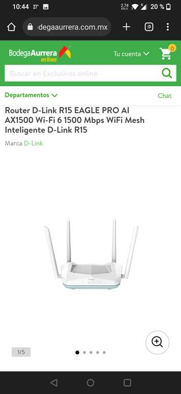 Bodega Aurrerá: Router D-Link R15 EAGLE PRO AI AX1500 Wi-Fi 6 1500 Mbps WiFi Mesh Inteligente D-Link R15