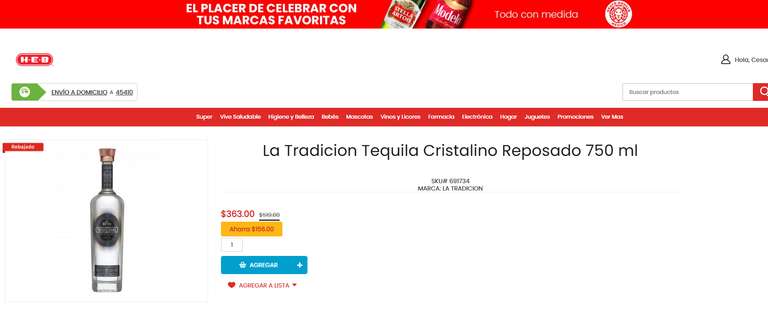 Tequila Cristalino Reposado 750 ml | HEB