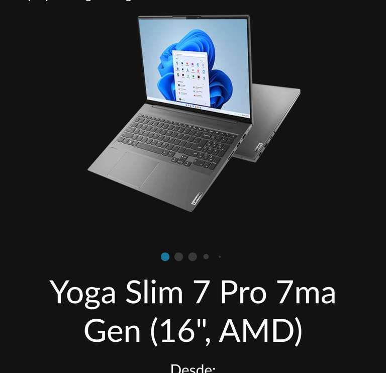 Lenovo : Laptop Yoga Slim 7 Pro 7ma Gen (16", AMD Ryzen 7 6800HS 3050RTX, 16GB RAM Y 512SSD, 165HZ HDR WQXGA) con HSBC y Mercado Pago