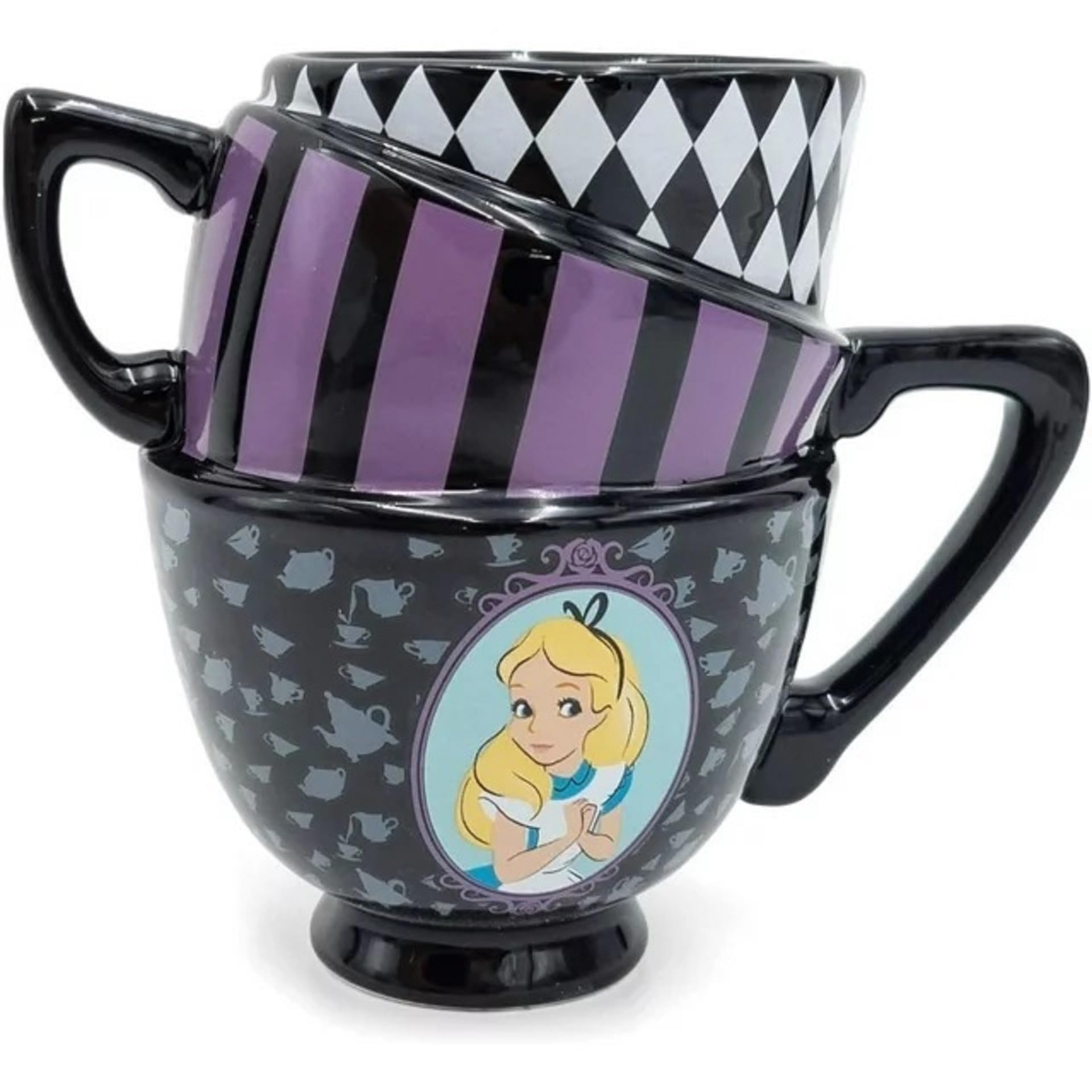 Amazon: Disney Alicia en el país de las maravillas - Taza de cerámica con diseño de gato Cheshire 3D, Tazas de té apiladas, 20 oz, 1 pza