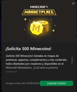 Xbox - 500 Minecoins gratis para usuarios de Game Pass Ultimate