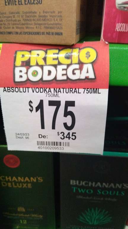 Bodega ahorrera Iztapalapa vodka Absolut $175