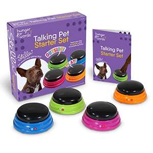 Amazon: Comunícate con tu firulais - Hunger for Words Talking Pet Starter Set - 4 piezas, Botones para Enseñar a tu perro a hablar