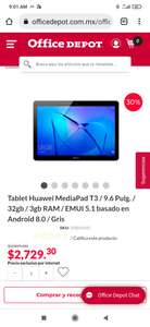 Office Depot. Tablet Huawei t3 32gb 9.6pulg.