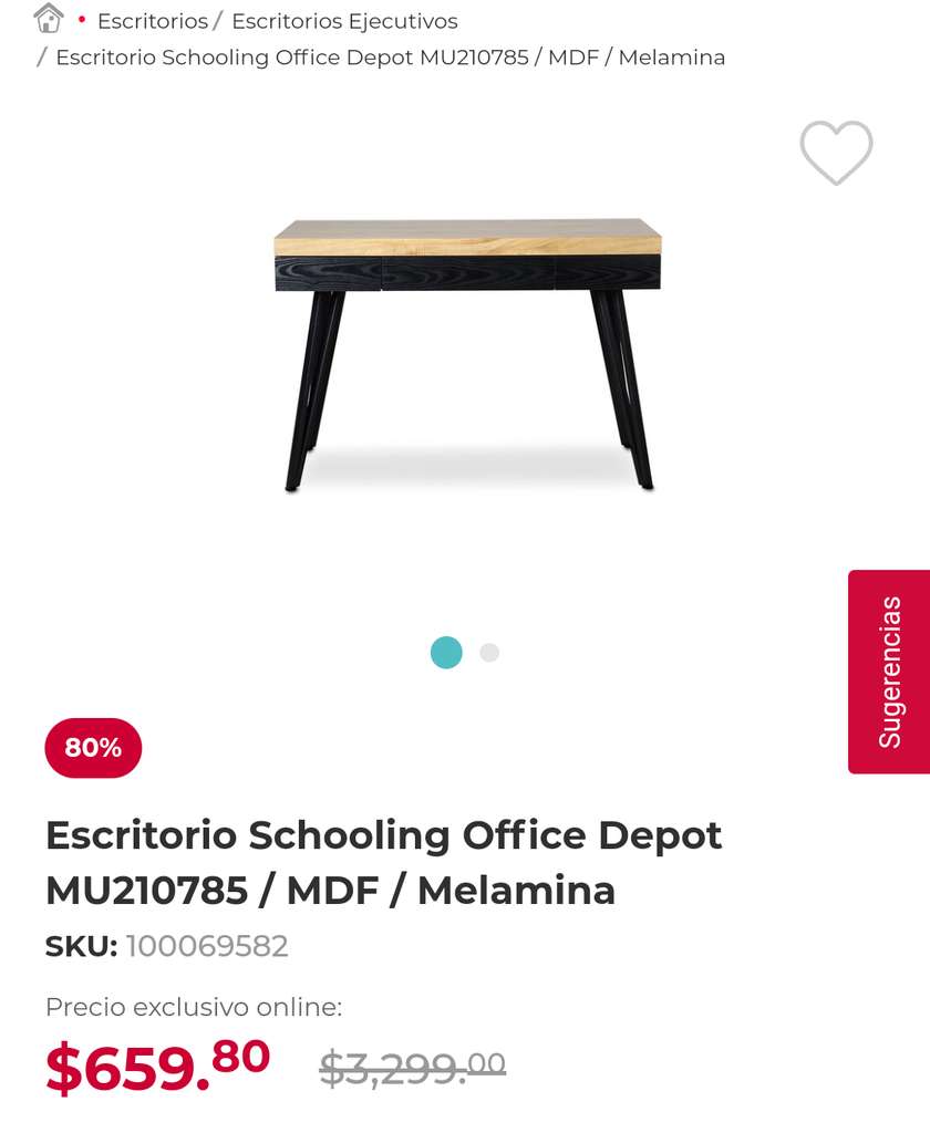 Escritorio en Office Depot con 80% off 