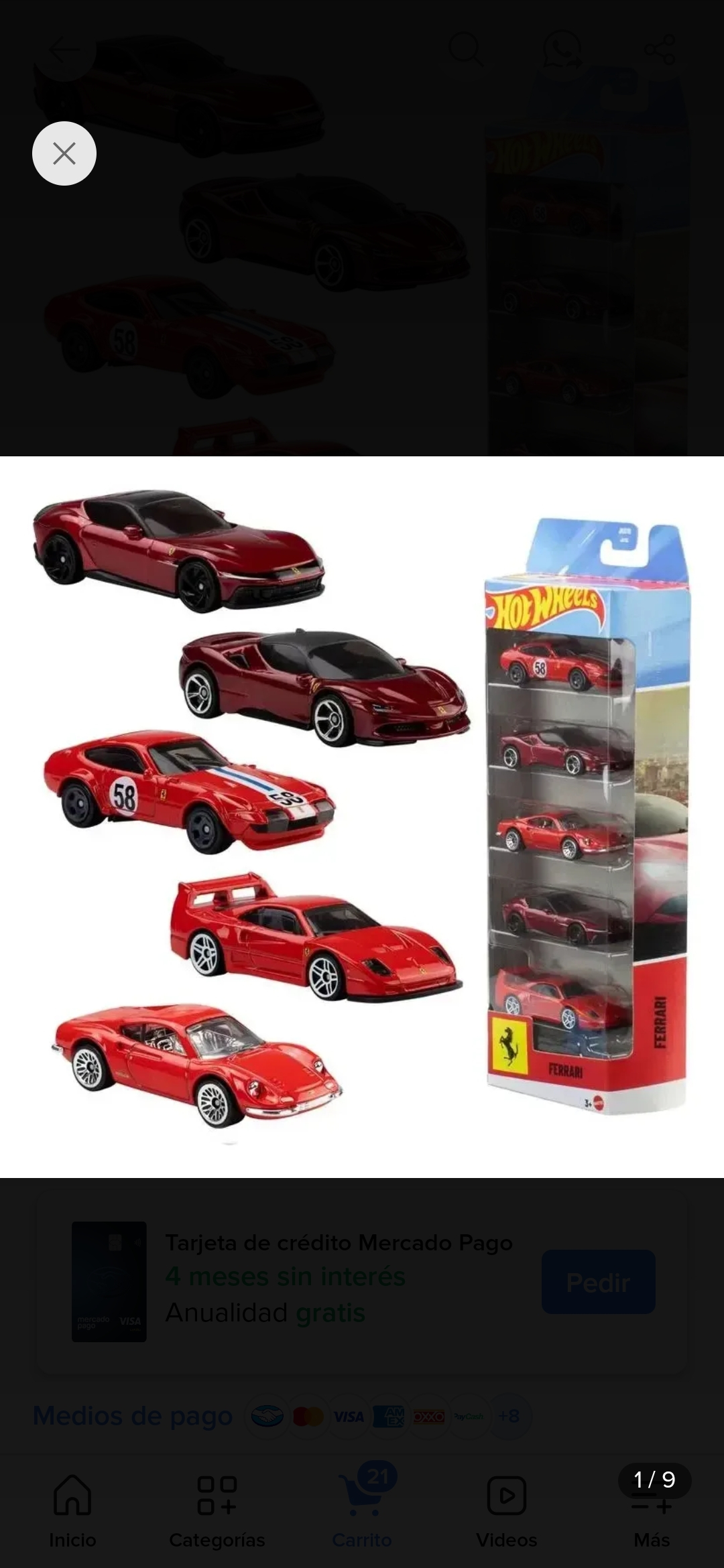 Mercado libre Hot Wheels Ferrari 5 pack