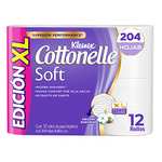 Amazon: Kleenex Cottonelle Soft XL, Papel Higiénico Extra Grande, 12 Rollos con 204 Hojas dobles