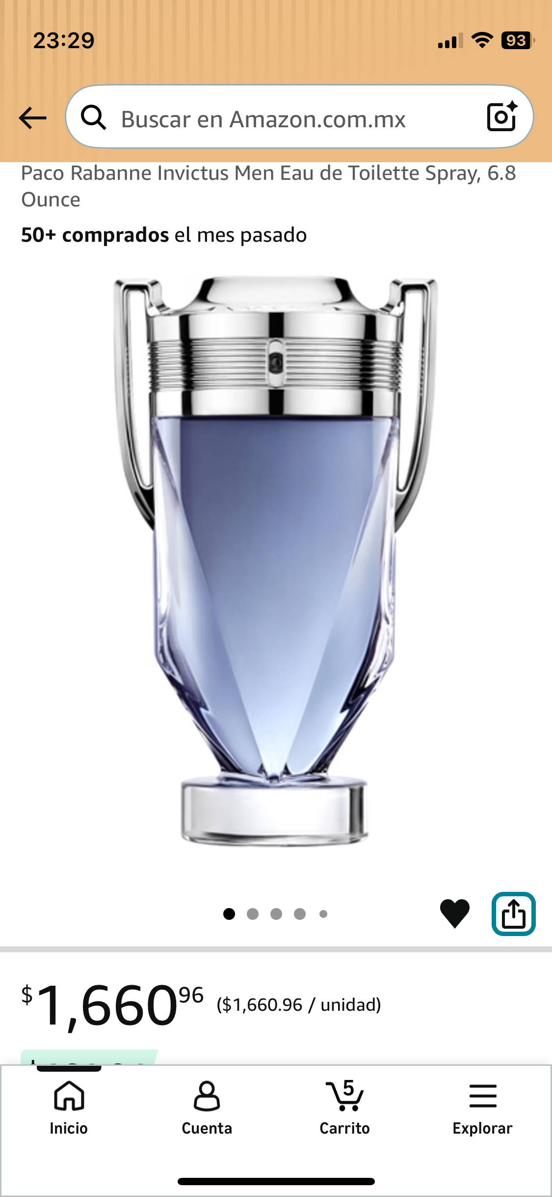 Amazon: Invictus de Paco Rabanne EDT 200ml