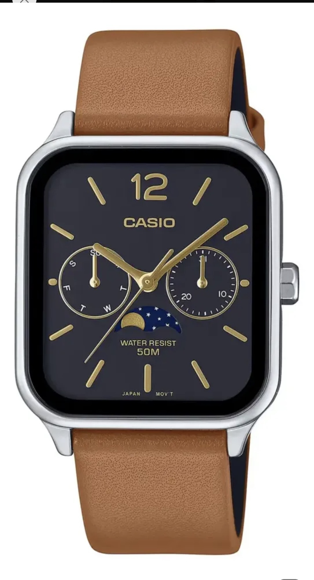 Mercado Libre: Reloj Casio Caballero "Mtp-M3051-1a" Piel Marron Fases Lunares