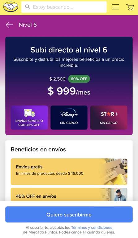 Nivel 6 Mercado Libre Disney y Star + (Argentina) | Leer descripción