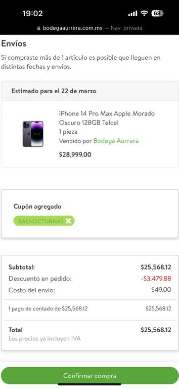 Bodega Aurrera: iPhone 14 Pro MAX NUEVO 128gb Color Morado