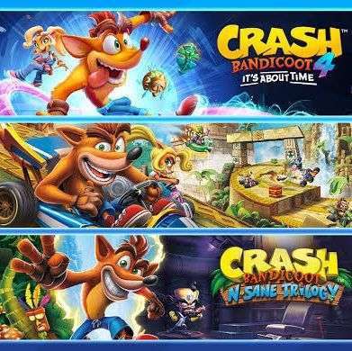 Nintendo Switch eShop Argentina Crash N. Sane Trilogy $234, Crash 4: It’s About Time $351, Crash Team Racing Nitro-Fueled $187