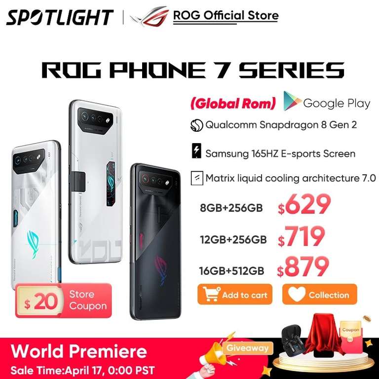 Aliexpress: ASUS-teléfono móvil ROG 7 y 7 Ultimate 5G, Smartphone para videojuego 8GB+256GB