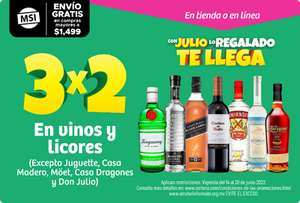 Soriana: Julio Regalado 2022: 3 x 2 en vinos y licores