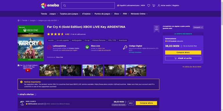 Eneba: Far Cry 4 Xbox Argentina