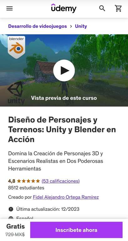 Udemy: Diseño de Personajes y Terrenos: Unity y Blender en Acción
