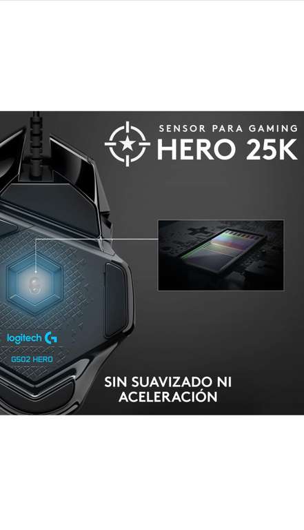 Amazon: Logitech G502 Hero Mouse Gaming con Cable, Sensor Hero 25K, LIGHTSYNC RGB