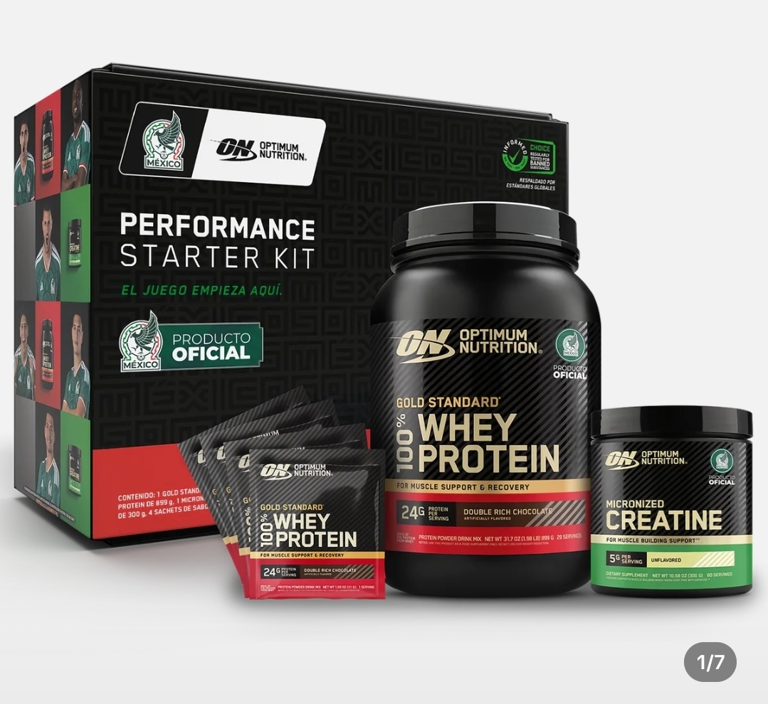 Tiktok Shop Starter Kit selección nacional Optimun Nutrition, Proteína, Creatina y Sachet