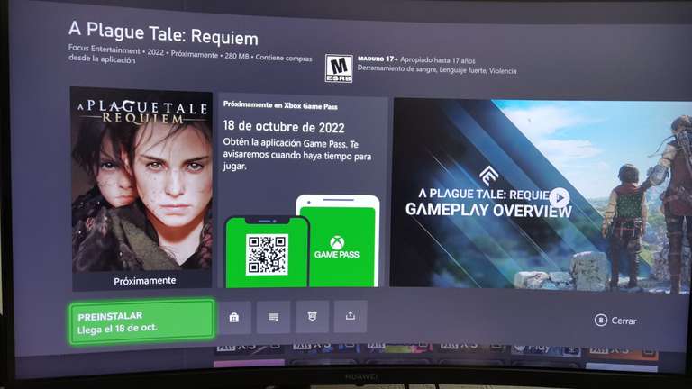 Xbox MX: A plague tale requiem gratis con game pass en series X/S (si ai si dice gratis)