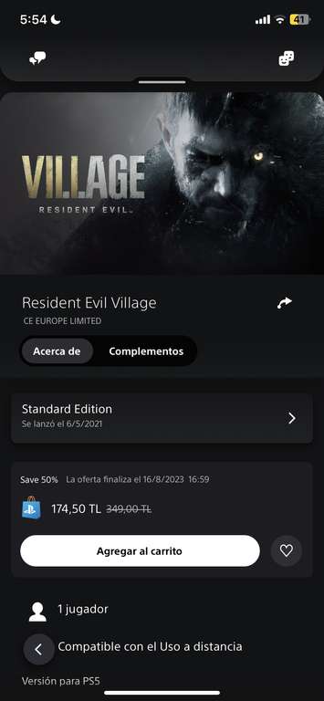 PlayStation Store: Resident Evil Village PS5 (Método Turquía) (También DLC)