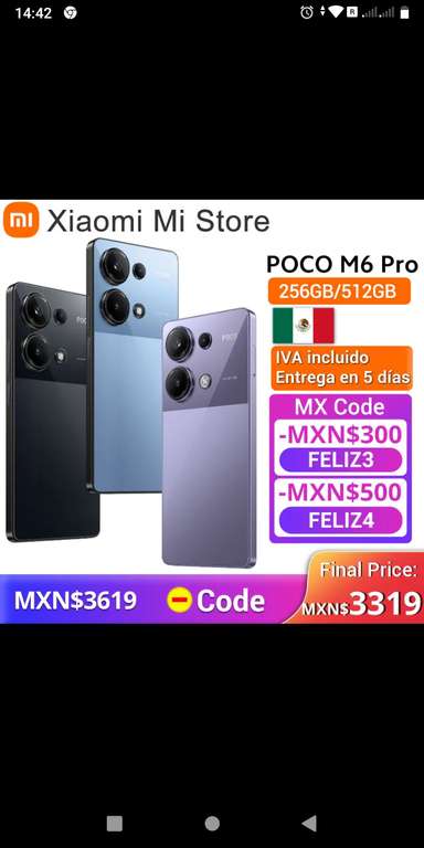 AliExpress: Celular Poco M6 Pro 128 GB