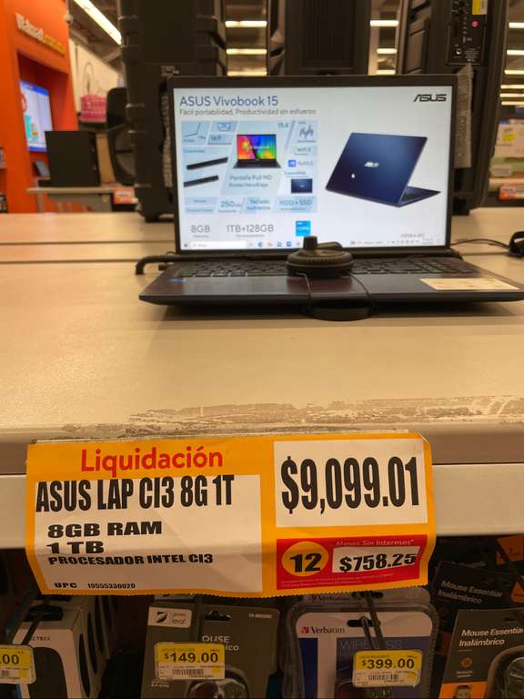 Walmart: ASUS LAPTOP CI3 8GB 1TB + 128GB SSD