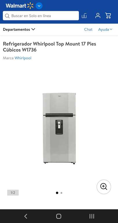 Walmart: Refrigerador Whirpool 17 pies