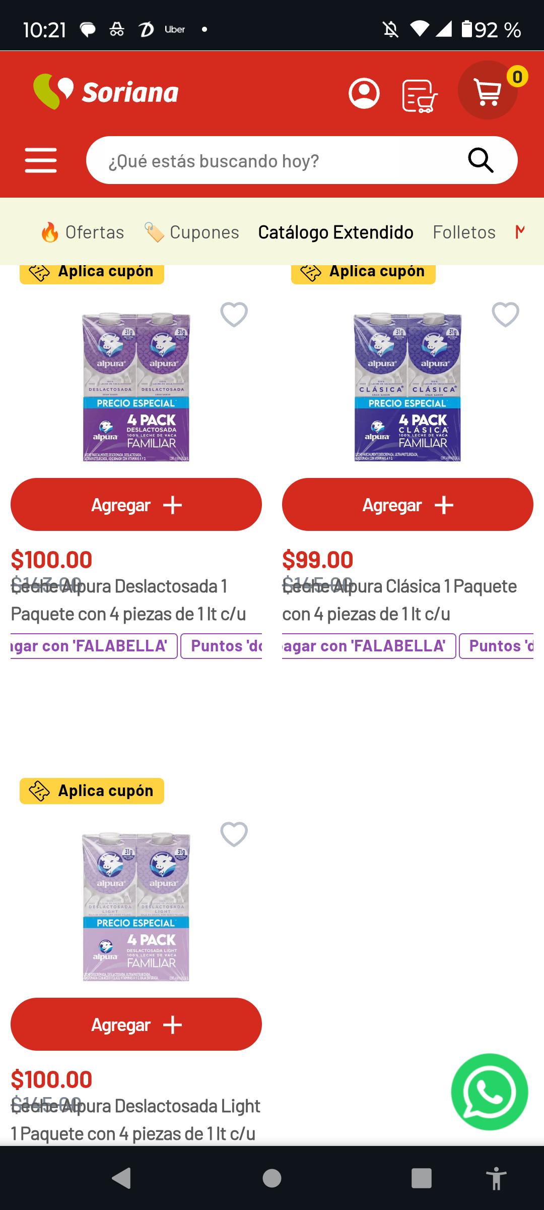 Soriana leche Alpura en distintas variedades 4l